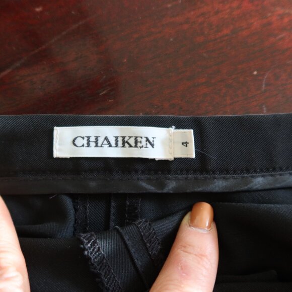 CHAIKEN classic black dress pants size 4 front pockets flat front - Picture 14 of 16